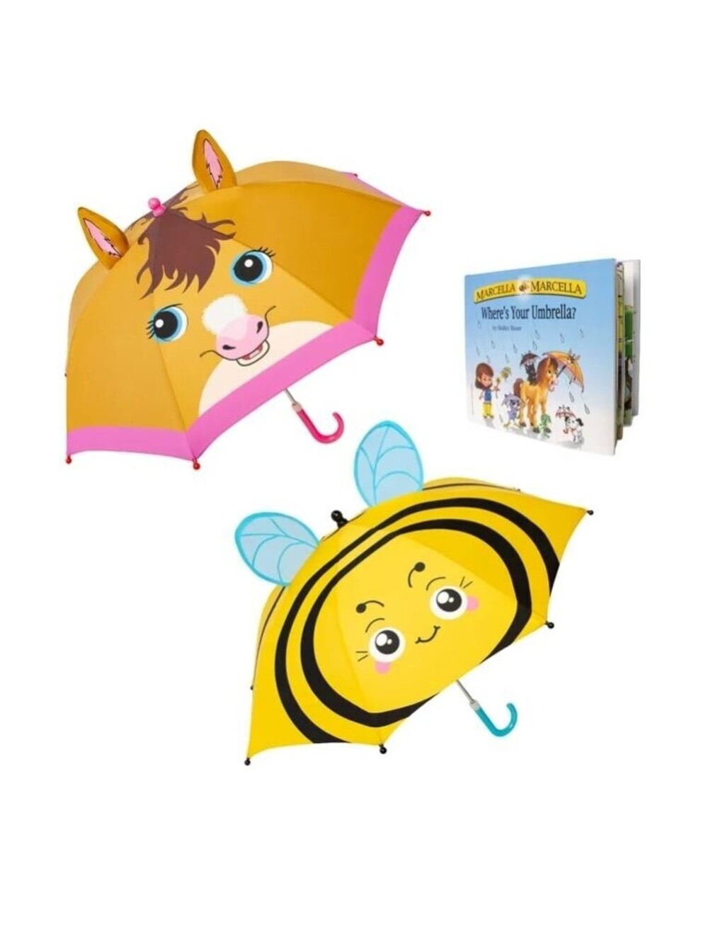 ShedRain Marcella Kids Umbrella Bee Pony Storybook 3-Piece Gift Set